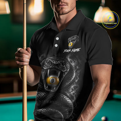 Grey Smokes Cobra Billiard Pool Jersey Polo & 1/4-Zip Custom Cobra 9 Ball Billiard Shirt For Men NYN4603