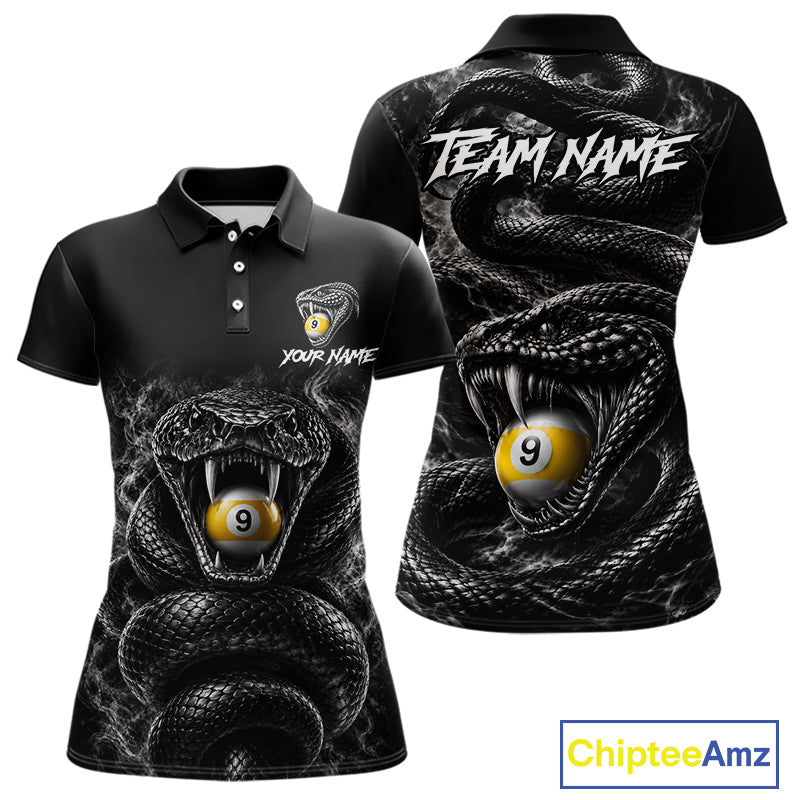 Grey Smokes Cobra Billiard Pool Jersey Polo & 1/4-Zip Custom Cobra 9 Ball Billiard Shirt For Women NYN4603