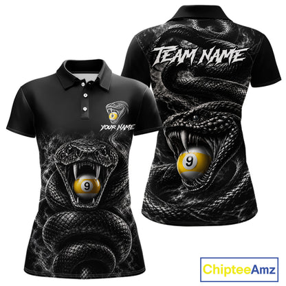 Grey Smokes Cobra Billiard Pool Jersey Polo & 1/4-Zip Custom Cobra 9 Ball Billiard Shirt For Women NYN4603