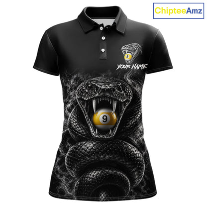 Grey Smokes Cobra Billiard Pool Jersey Polo & 1/4-Zip Custom Cobra 9 Ball Billiard Shirt For Women NYN4603