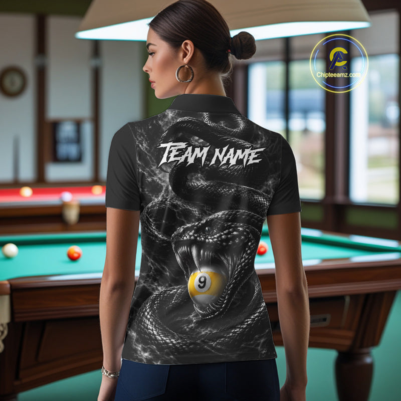 Grey Smokes Cobra Billiard Pool Jersey Polo & 1/4-Zip Custom Cobra 9 Ball Billiard Shirt For Women NYN4603