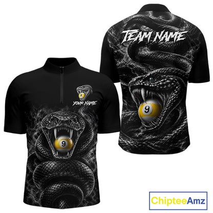 Grey Smokes Cobra Billiard Pool Jersey Polo & 1/4-Zip Custom Cobra 9 Ball Billiard Shirt For Men NYN4603