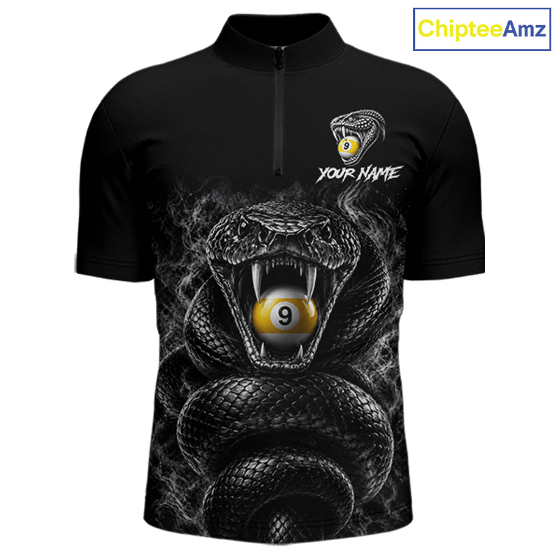 Grey Smokes Cobra Billiard Pool Jersey Polo & 1/4-Zip Custom Cobra 9 Ball Billiard Shirt For Men NYN4603