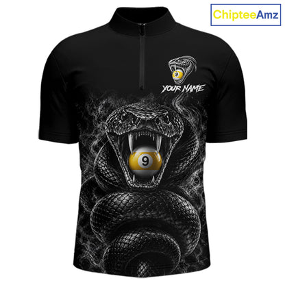 Grey Smokes Cobra Billiard Pool Jersey Polo & 1/4-Zip Custom Cobra 9 Ball Billiard Shirt For Men NYN4603