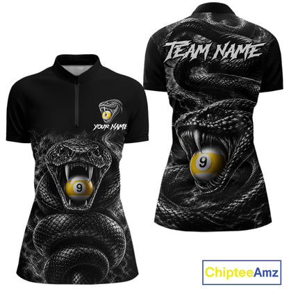 Grey Smokes Cobra Billiard Pool Jersey Polo & 1/4-Zip Custom Cobra 9 Ball Billiard Shirt For Women NYN4603