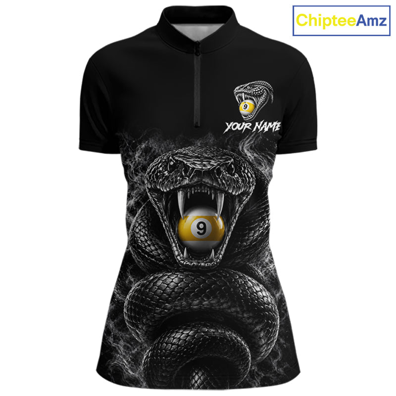 Grey Smokes Cobra Billiard Pool Jersey Polo & 1/4-Zip Custom Cobra 9 Ball Billiard Shirt For Women NYN4603