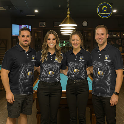 Grey Smokes Cobra Billiard Pool Jersey Polo & 1/4-Zip Custom Cobra 9 Ball Billiard Shirt For Men NYN4603