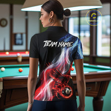 Load image into Gallery viewer, Red Flames Eagle Pool 8 Ball Women's Billiard Shirt Custom US Flag Smoke Billiard League Attire NYN2547