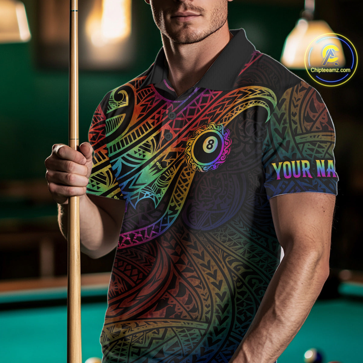Colorful Rainbow Tribal Billiard Jersey For Men 8 Ball Billiard Uniform Billiard Team Shirts NYN2922