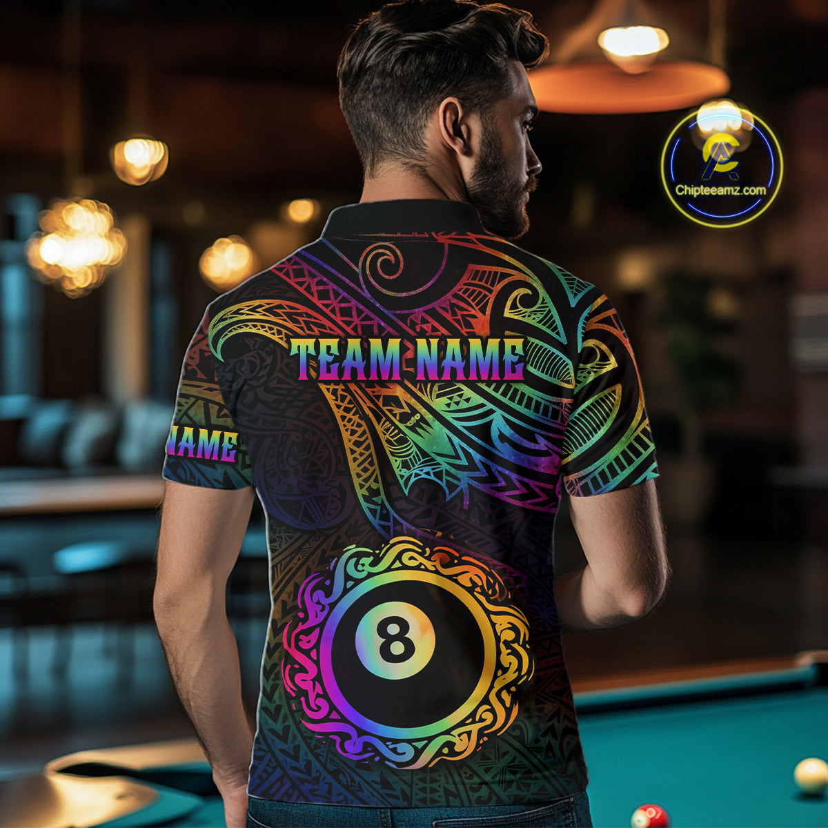 Colorful Rainbow Tribal Billiard Jersey For Men 8 Ball Billiard Uniform Billiard Team Shirts NYN2922