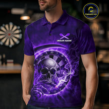 Load image into Gallery viewer, Smoking Purple Flames Skull Darts Custom Men Polo Dart Jerseys Thunder Dart League Shirt NYN2050