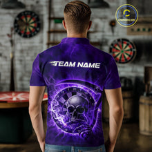 Load image into Gallery viewer, Smoking Purple Flames Skull Darts Custom Men Polo Dart Jerseys Thunder Dart League Shirt NYN2050