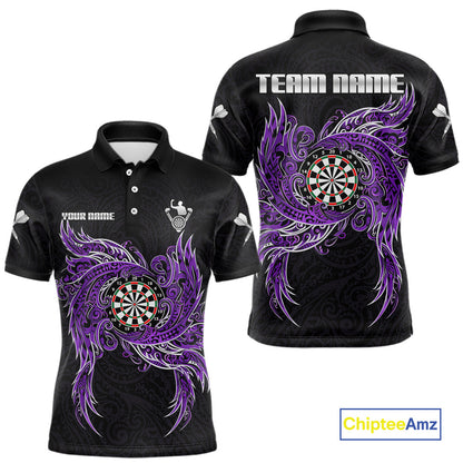 Purple Tribal Pattern Dartboard Darts Polo Shirt For Men Custom Darts Team Jerseys NYN2551