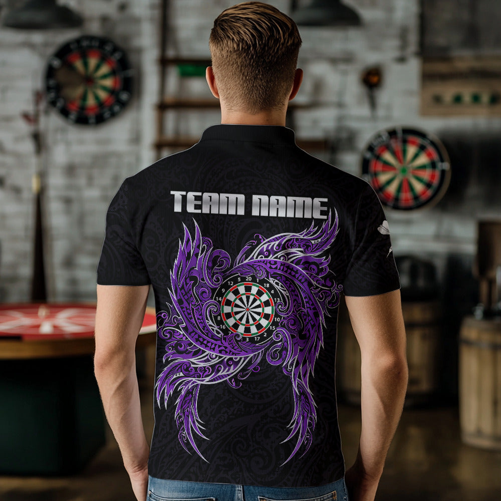 Purple Tribal Pattern Dartboard Darts Polo Shirt For Men Custom Darts Team Jerseys NYN2551