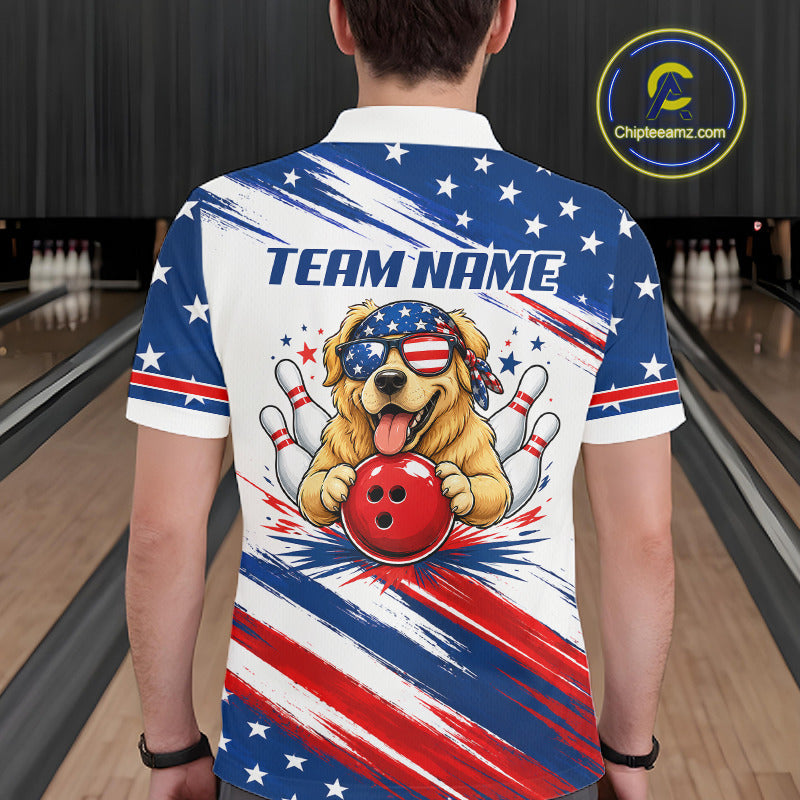 Male model wearing Funny Boxing Bowling Pins bowling polo, personalized bowling jersey, humorous athletic lifestyle