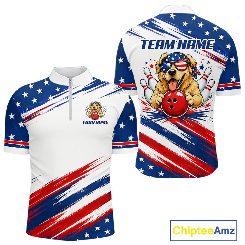 Funny Boxing Bowling Pins Men's Quarter-Zip Bowling Shirt, Personalized Bowling League Jersey