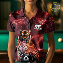 Load image into Gallery viewer, Thunder Red Funny Tiger 8 Ball Billiard Pool Shirt For Women Custom Billiard Team Attire NYN3141