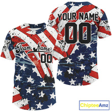 Load image into Gallery viewer, Custom Red And Blue Patriotic Baseball Shirt For Men Outfits US Flag Baseball Jerseys NYN1514