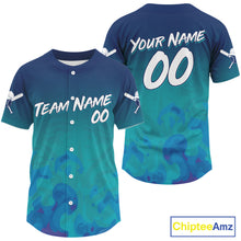 Load image into Gallery viewer, Custom Blue And White Baseball Shirt For Men Outfits Grunge Ocean Baseball Jerseys NYN1518