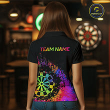 Load image into Gallery viewer, Colorful Splatter Dartboard Grunge Dart Polo Shirts For Women Custom Name For Darters NYN2281