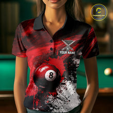 Load image into Gallery viewer, Red Grey Splatter Paint Pool 8 Ball 3D Billiard Shirt For Women Personalized  Billiard Attire Gifts NYN2567
