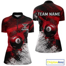 Load image into Gallery viewer, Red Grey Splatter Paint Pool 8 Ball 3D Billiard Shirt For Women Personalized  Billiard Attire Gifts NYN2567