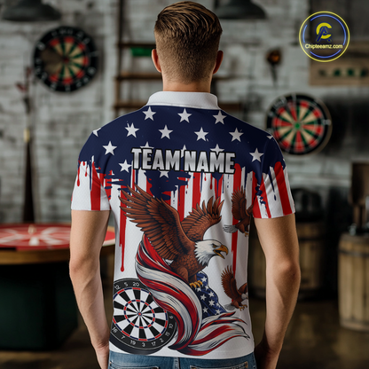 US Flag Eagle 3D Dartboard Men Darts Team Shirt Personalized Patriotic Dart Polo Jerseys NYN2571