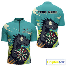 Load image into Gallery viewer, Custom Multicolor Dragon Dartboard Funny Dart 1/4-Zip Shirt For Men Dart Tournament Jerseys NYN1522