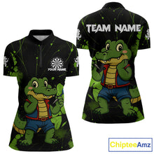 Load image into Gallery viewer, Custom Green Crocodile Funny Dart 1/4-Zip Shirt For Women Splatter Dart Team Jerseys NYN1527