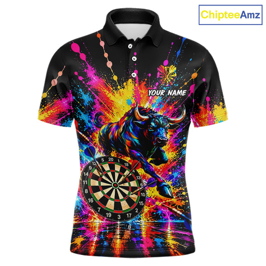 Custom Bull Dart Shirt For Men Personalized Dart Gifts Colorful Splatter Darts Team Tournament Jersey NYN4663