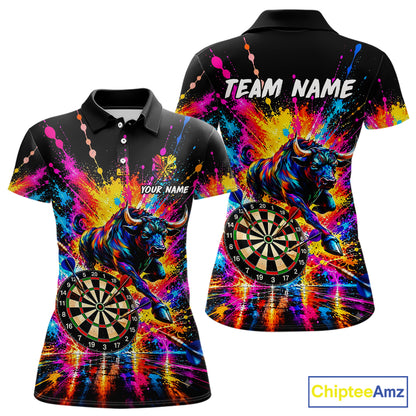 Custom Bull Dart Shirt For Women Personalized Dart Gifts Colorful Splatter Darts Team Tournament Jersey NYN4663