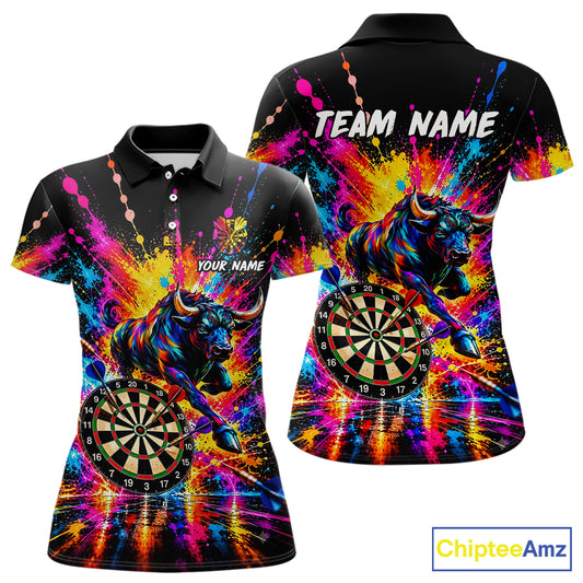 Custom Bull Dart Shirt For Women Personalized Dart Gifts Colorful Splatter Darts Team Tournament Jersey NYN4663