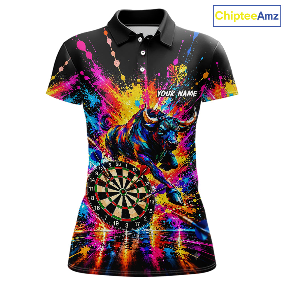 Custom Bull Dart Shirt For Women Personalized Dart Gifts Colorful Splatter Darts Team Tournament Jersey NYN4663