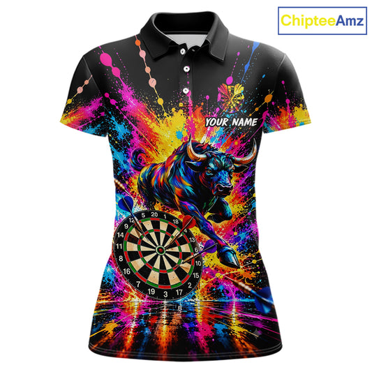 Custom Bull Dart Shirt For Women Personalized Dart Gifts Colorful Splatter Darts Team Tournament Jersey NYN4663