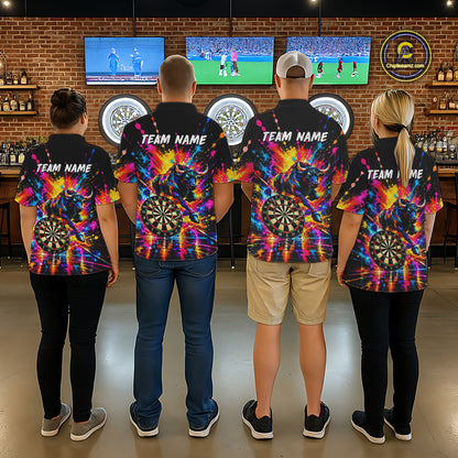 Custom Bull Dart Shirt For Men Personalized Dart Gifts Colorful Splatter Darts Team Tournament Jersey NYN4663