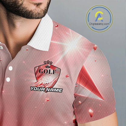 Mens Golf Polo Shirt Custom Red-Diamond Crystal Golf Ball Custom Name Golf Shirts For Team NYN3157
