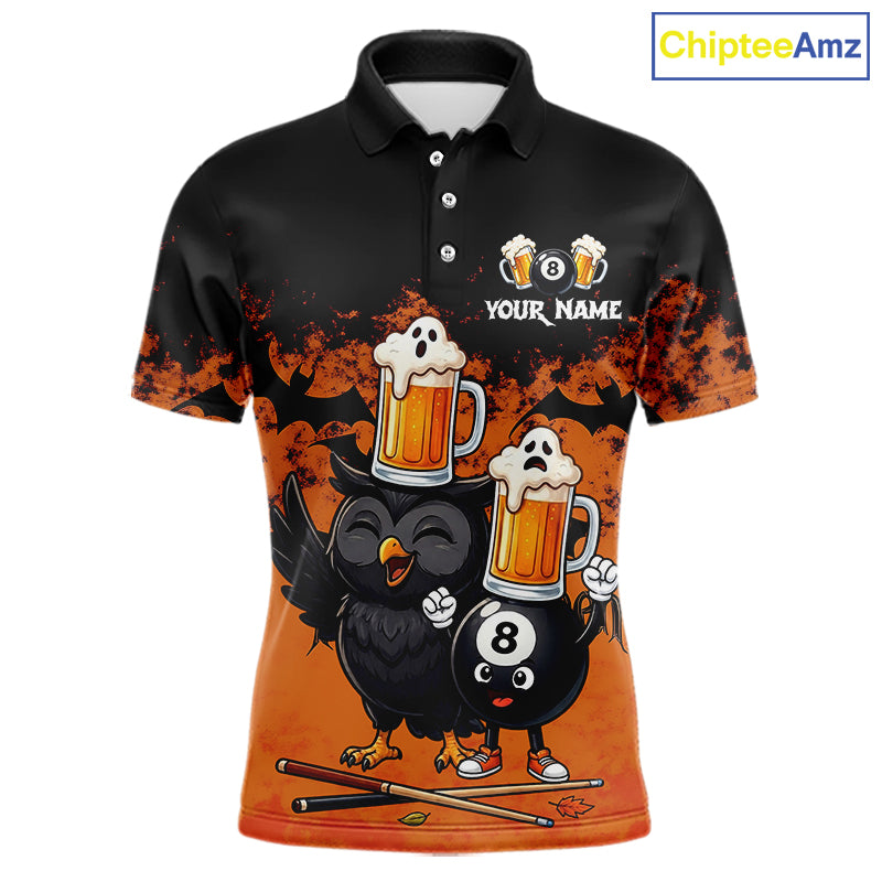Halloween Pool Billiard Team Shirts Custom Funny Beer Owl & 8 Ball Pool Jersey For Men NYN4269