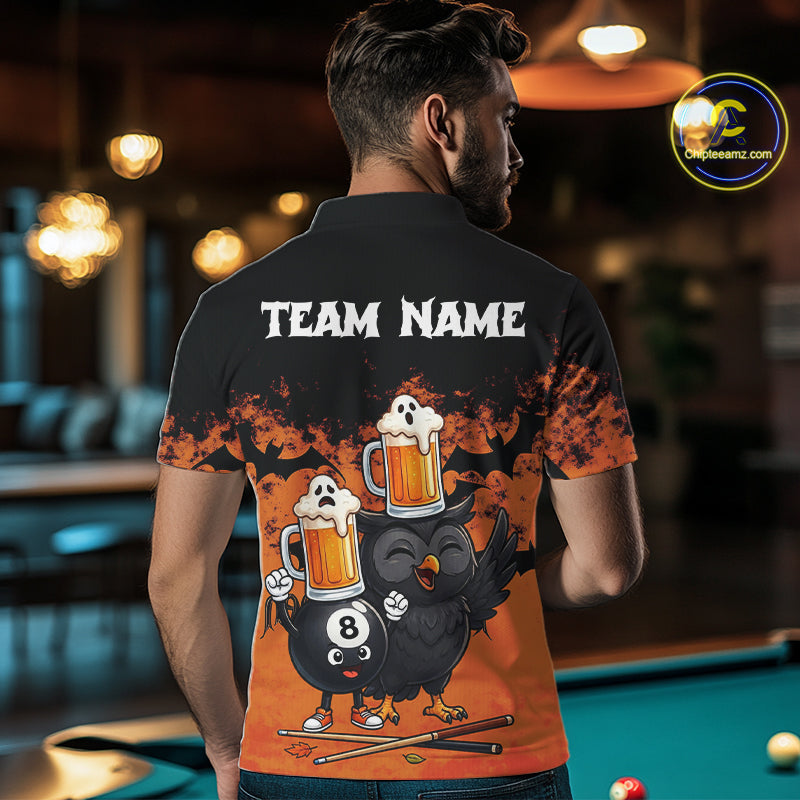Halloween Pool Billiard Team Shirts Custom Funny Beer Owl & 8 Ball Pool Jersey For Men NYN4269