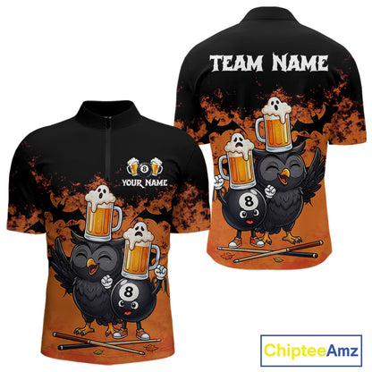 Halloween Pool Billiard Team Shirts Custom Funny Beer Owl & 8 Ball Pool Jersey For Men NYN4269
