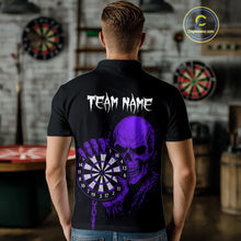 Load image into Gallery viewer, Custom Men&#39;s Dart Polo Shirt With Purple Blood Skull Holding Dartboard, Darts Jersey  NYN1794