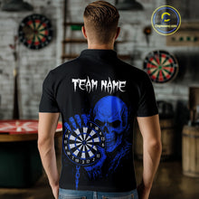 Load image into Gallery viewer, Custom Men&#39;s Dart Polo Shirt With Blue Blood Skull Holding Dartboard, Darts Jersey  NYN1795