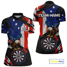 Load image into Gallery viewer, Red black and blue American flag eagle darts shirt for women patriotic jersey