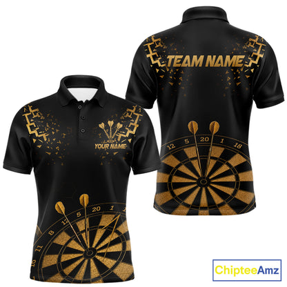 Personalized Dart Polo Quarter-Zip Shirt For Men Custom Name With Black And Gold Darts Team Jersey NYN4272