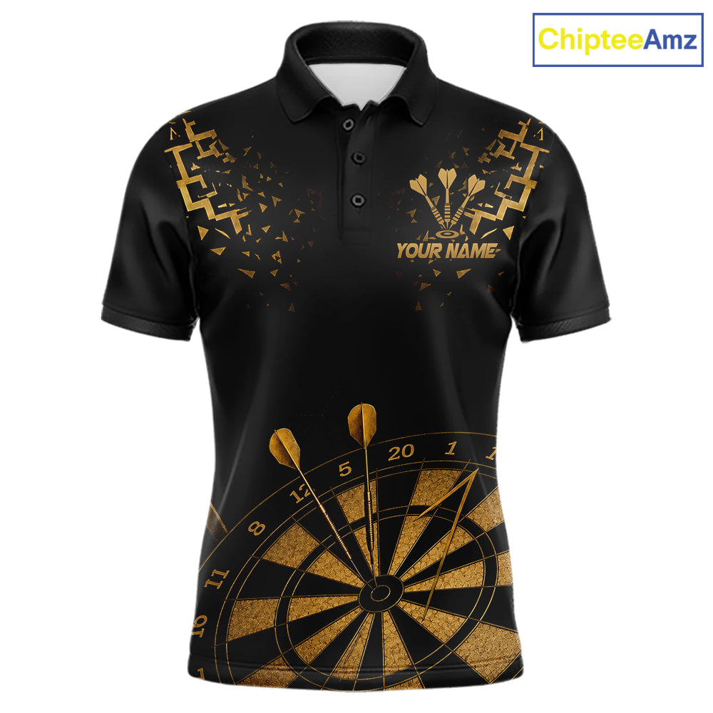 Personalized Dart Polo Quarter-Zip Shirt For Men Custom Name With Black And Gold Darts Team Jersey NYN4272
