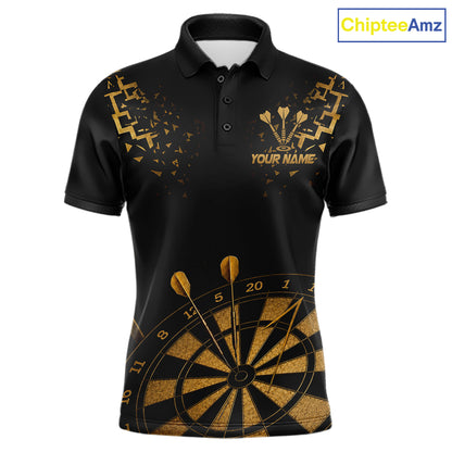 Personalized Dart Polo Quarter-Zip Shirt For Men Custom Name With Black And Gold Darts Team Jersey NYN4272