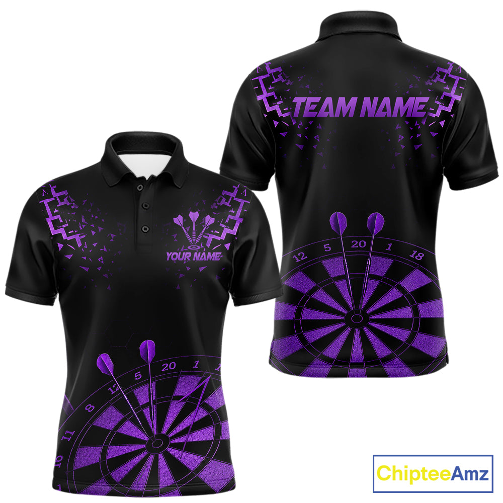 Personalized Dart Polo Quarter-Zip Shirt For Men Custom Name With Black And Purple Darts Team Jersey NYN4273