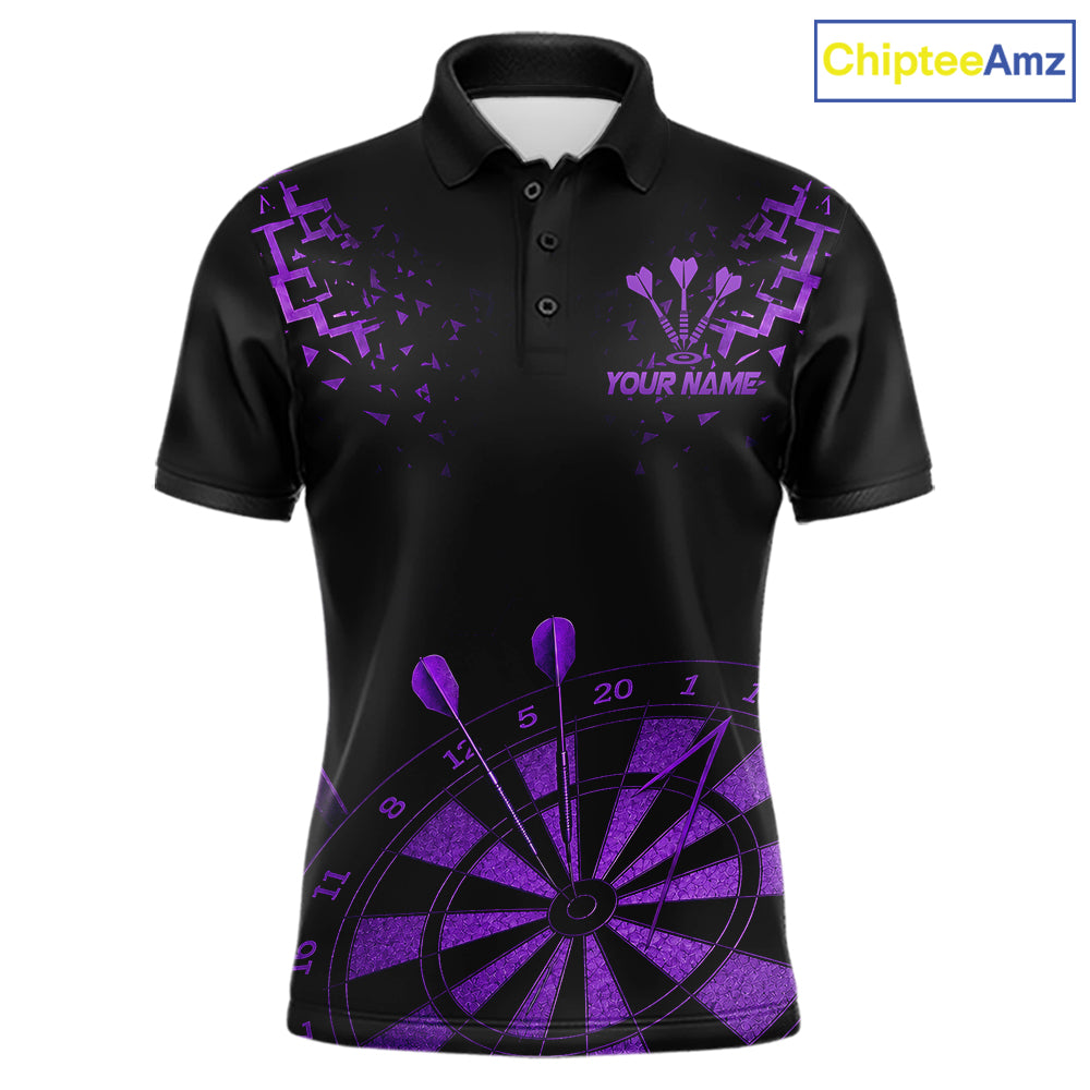 Personalized Dart Polo Quarter-Zip Shirt For Men Custom Name With Black And Purple Darts Team Jersey NYN4273