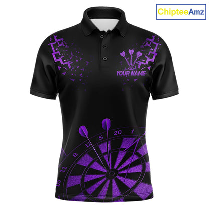 Personalized Dart Polo Quarter-Zip Shirt For Men Custom Name With Black And Purple Darts Team Jersey NYN4273