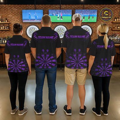 Personalized Dart Polo Quarter-Zip Shirt For Men Custom Name With Black And Purple Darts Team Jersey NYN4273