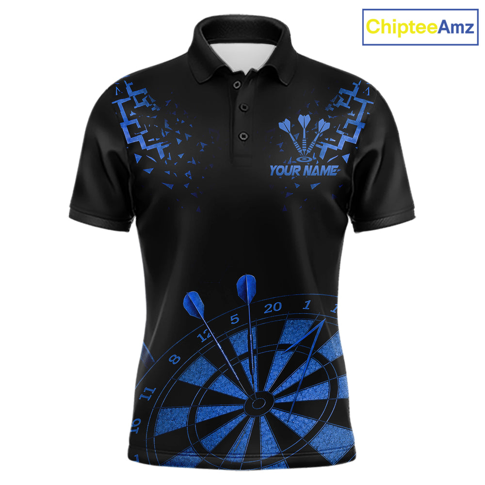 Personalized Dart Polo Quarter-Zip Shirt For Men Custom Name With Black And Blue Darts Team Jersey NYN4274